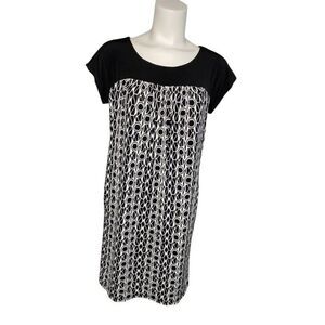 New York & Company Black White Shift Stretch Pockets Dress‎ Small NEW